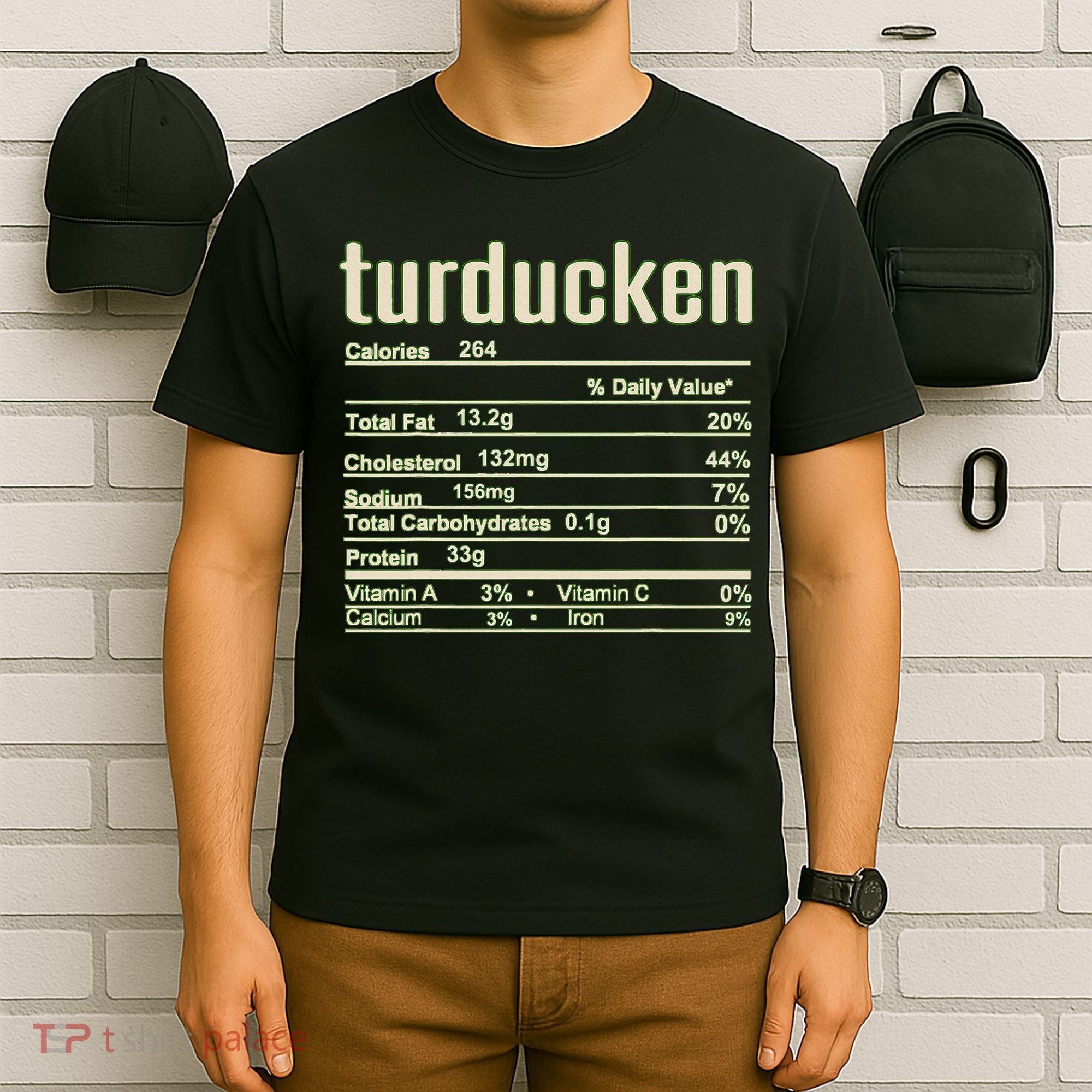 Thanksgiving Christmas Turducken Nutrition Fact T-Shirt