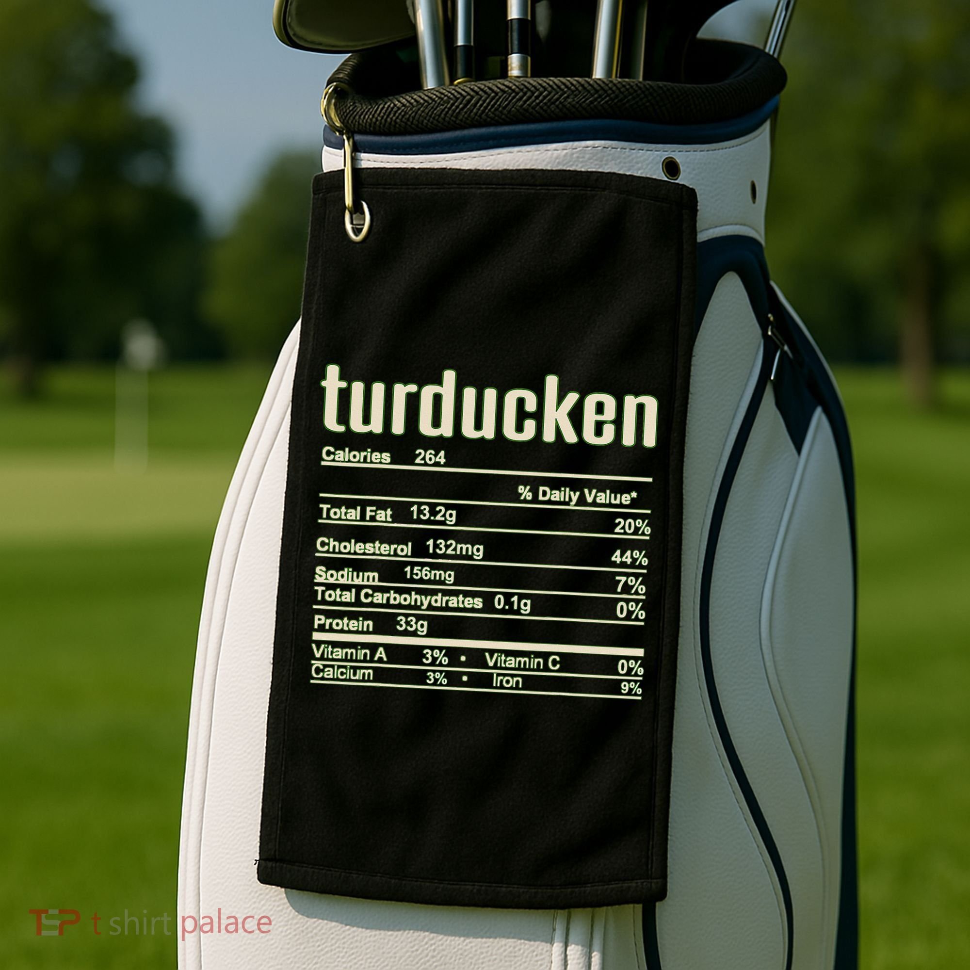 Thanksgiving Christmas Turducken Nutrition Fact Golf Towel