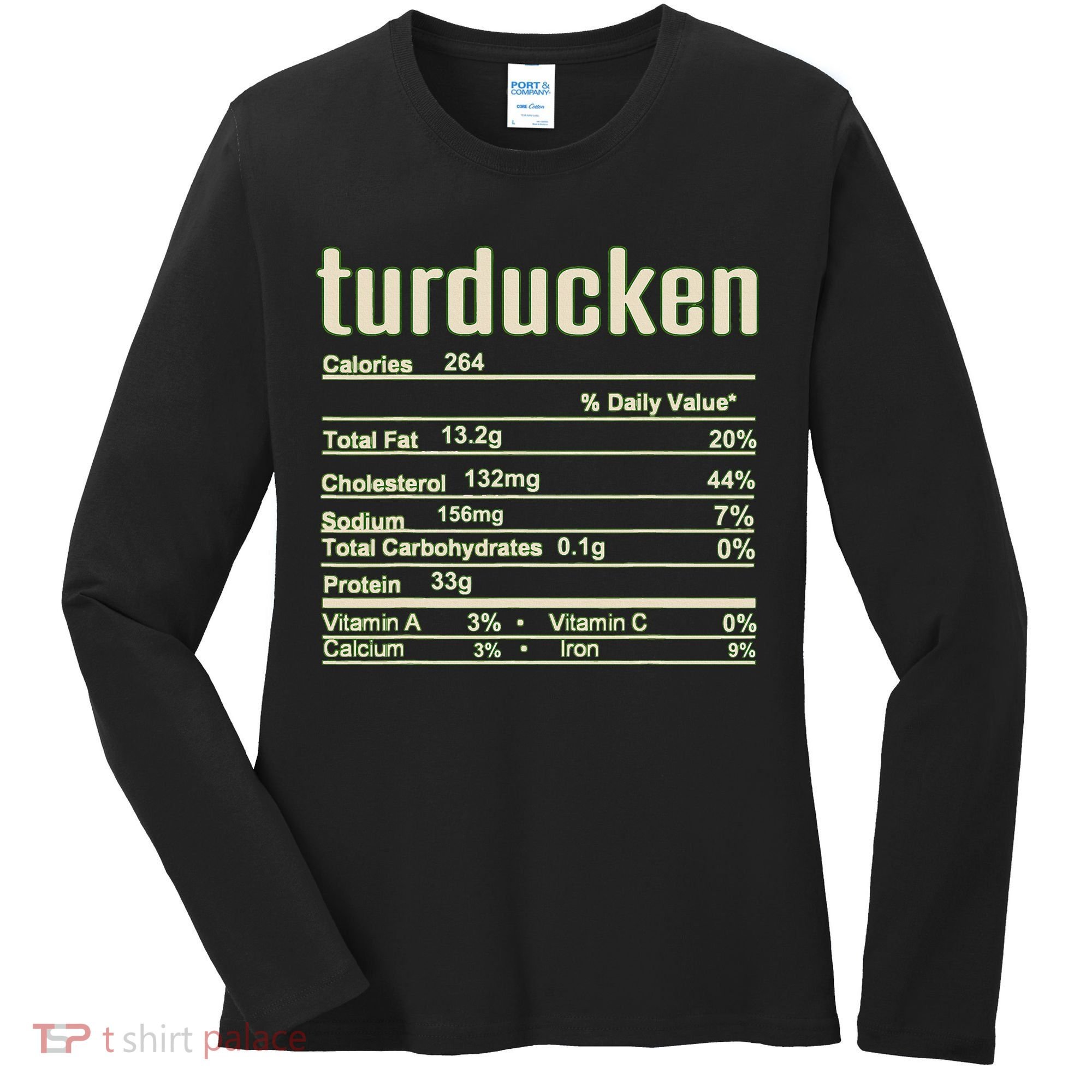 Thanksgiving Christmas Turducken Nutrition Fact Women's Long Sleeve Shirt