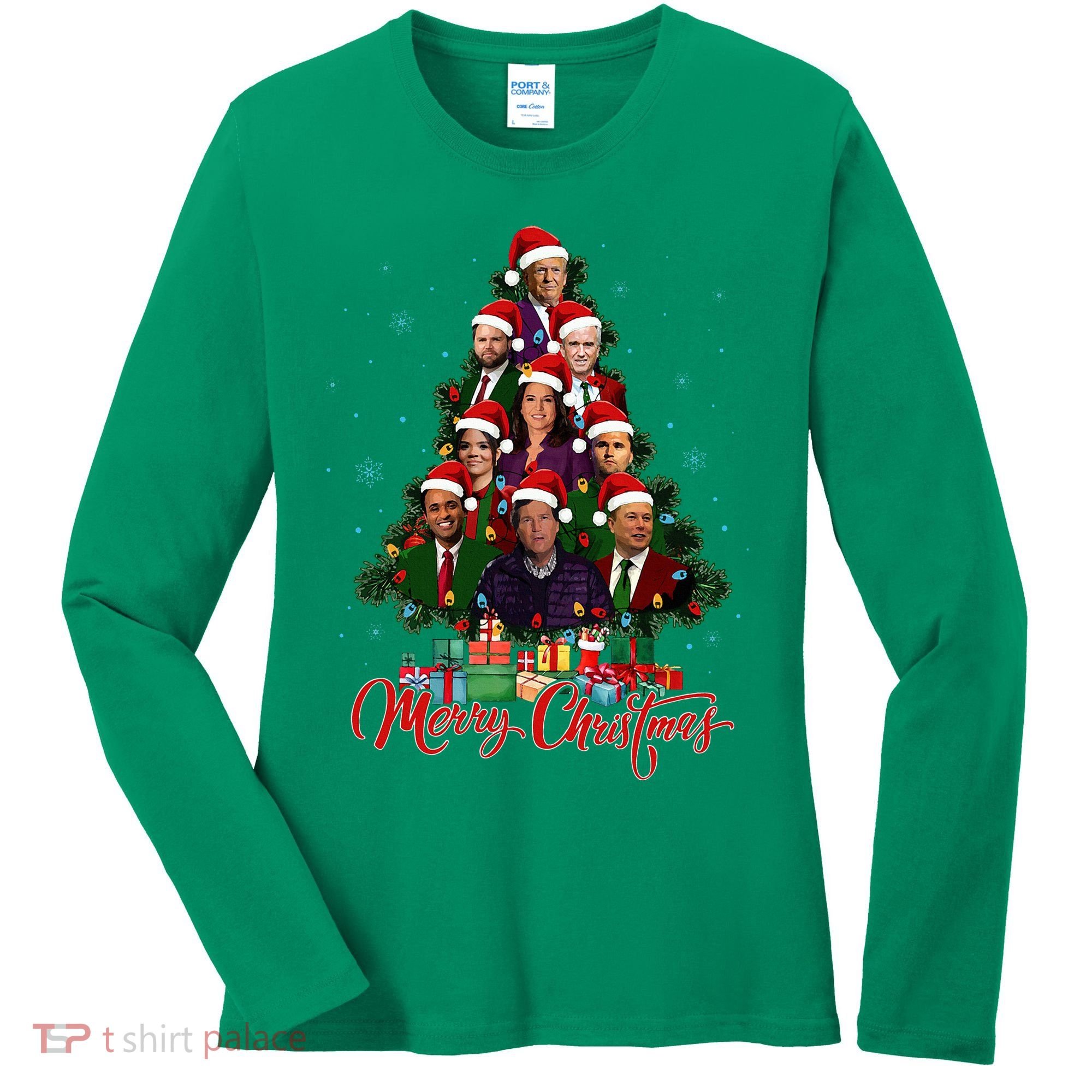 Trump Christmas Tree Dream Team Daddys Home 45 47 Women's Long Sleeve Shirt