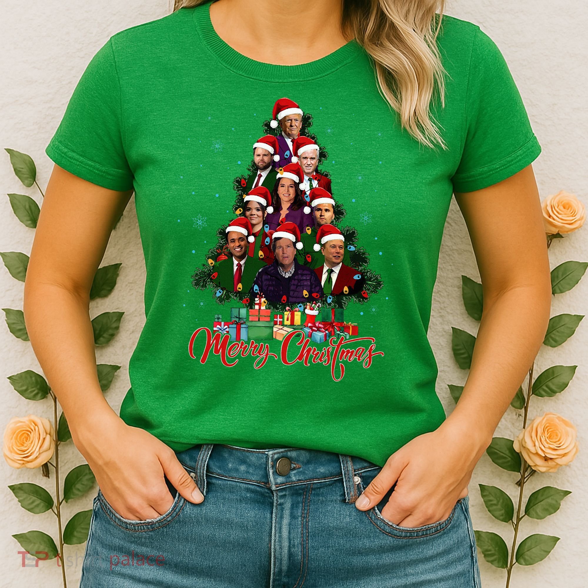 Trump Christmas Tree Dream Team Daddys Home 45 47 Women's T-Shirt