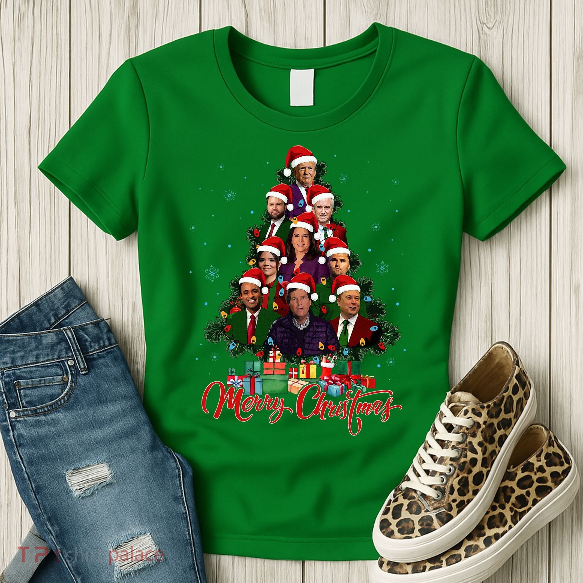 Trump Christmas Tree Dream Team Daddys Home 45 47 Women's T-Shirt