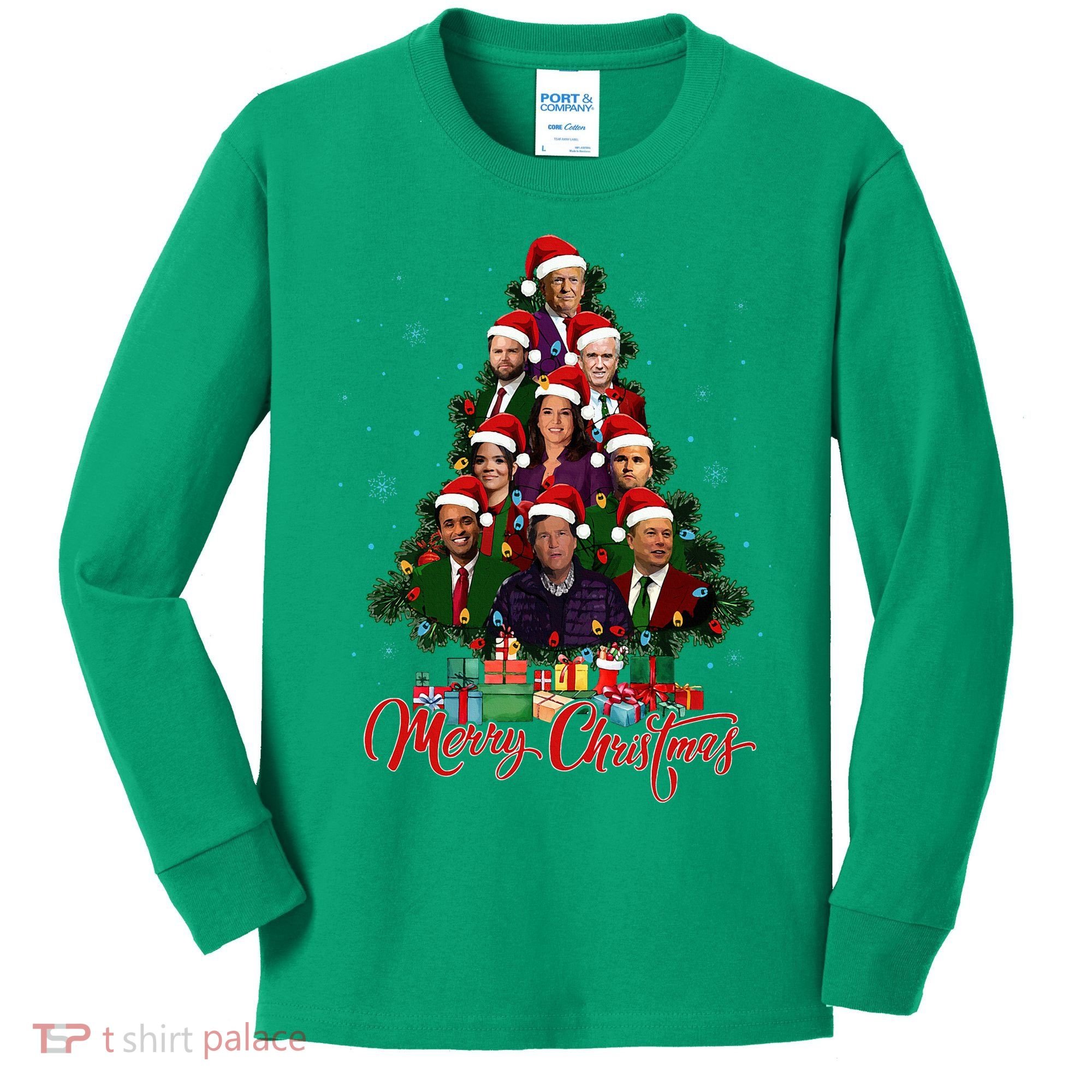 Trump Christmas Tree Dream Team Daddys Home 45 47 Kids Long Sleeve Shirt