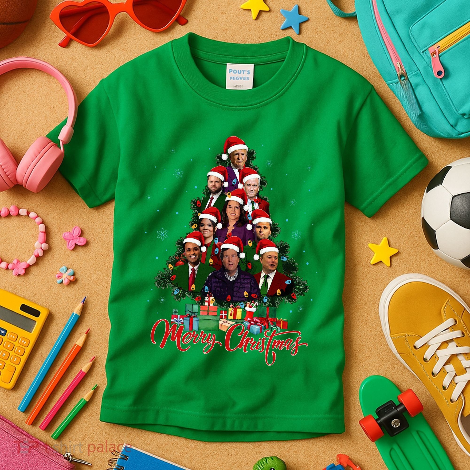 Trump Christmas Tree Dream Team Daddys Home 45 47 Kids T-Shirt