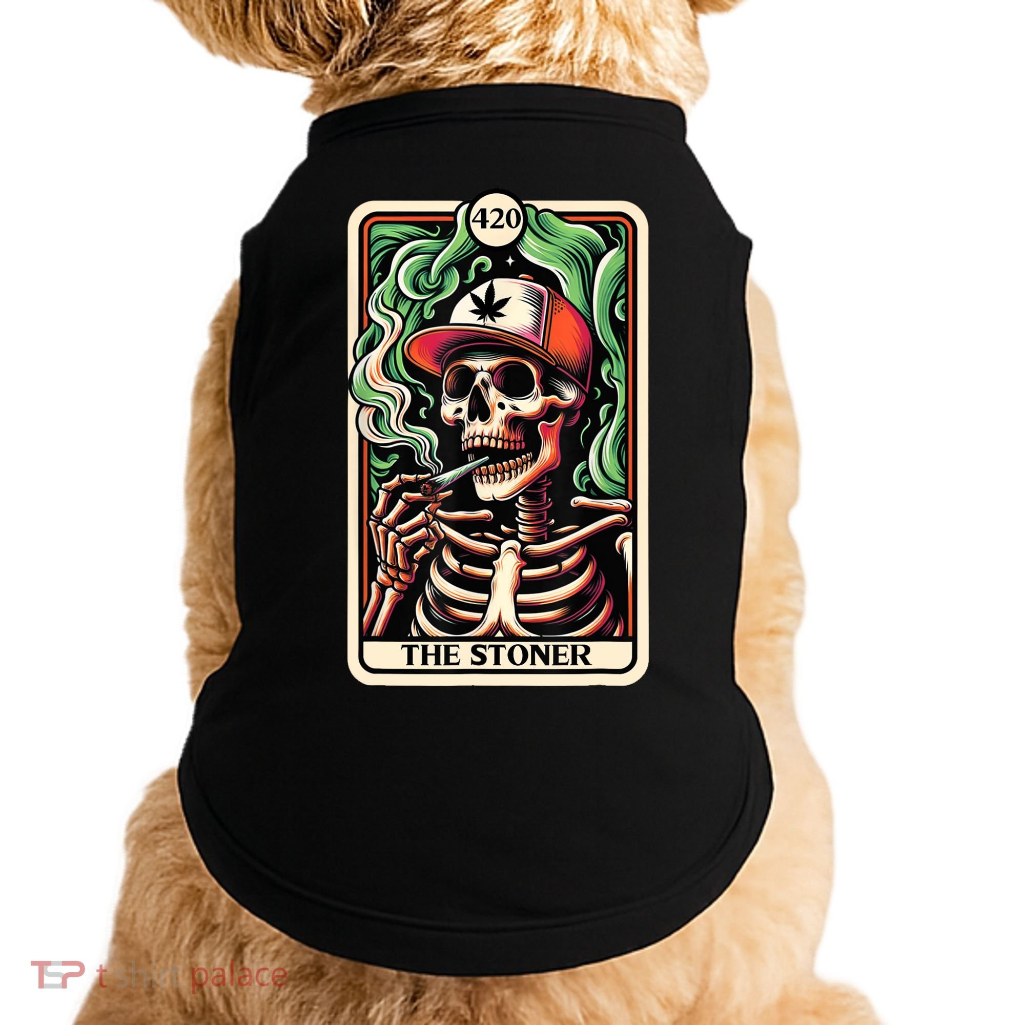 Tarot Card The Stoner Weed Lover Skeleton Cannabis 420 Doggie Tank