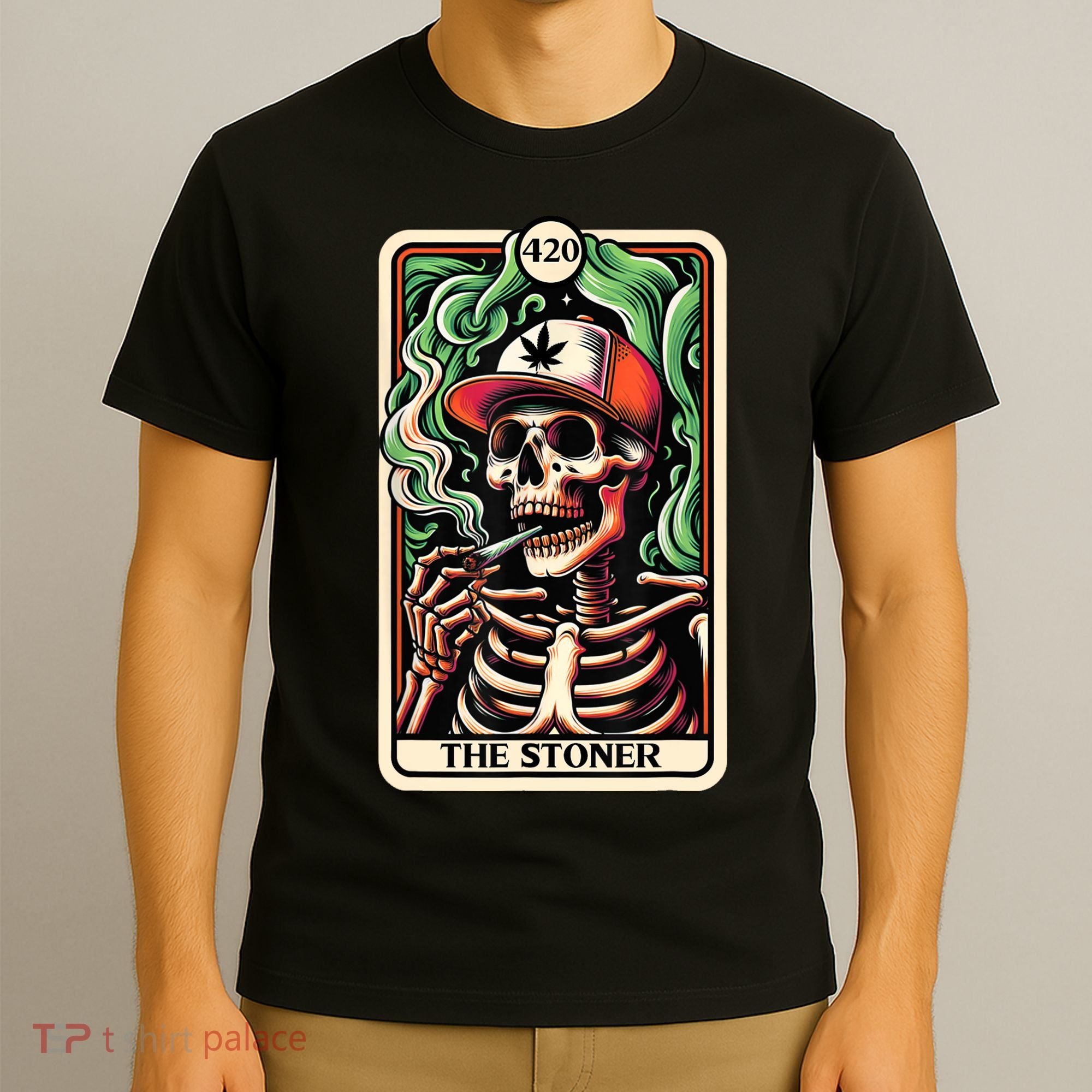 Tarot Card The Stoner Weed Lover Skeleton Cannabis 420 T-Shirt