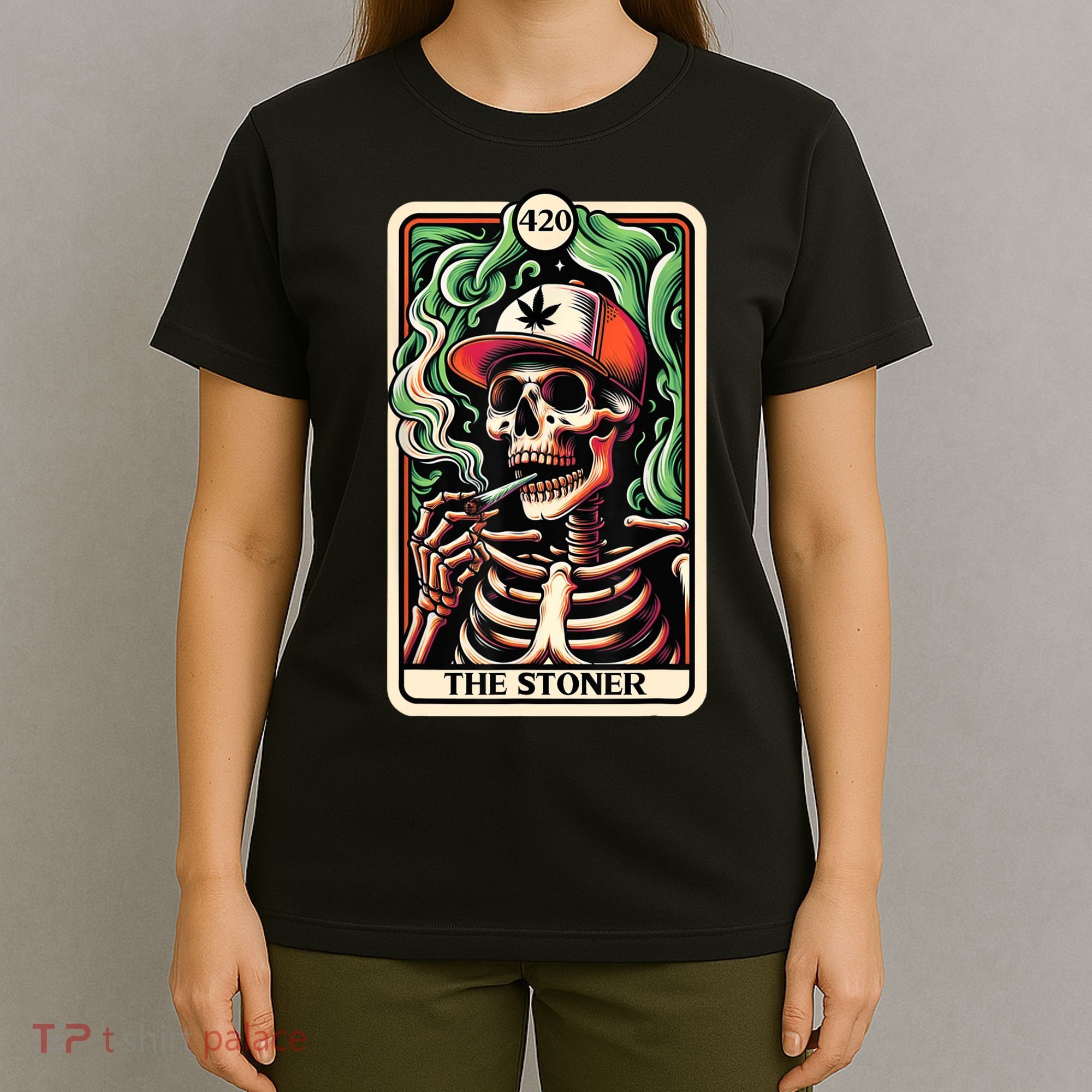 Tarot Card The Stoner Weed Lover Skeleton Cannabis 420 T-Shirt