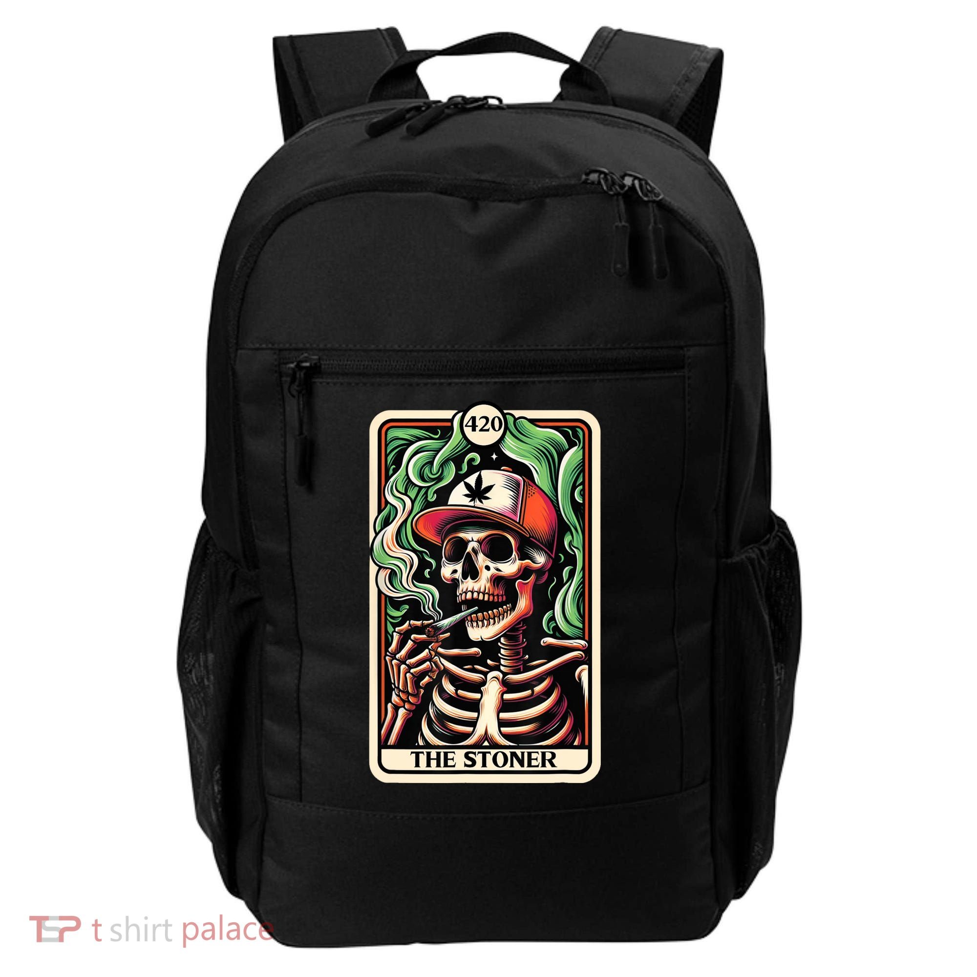Tarot Card The Stoner Weed Lover Skeleton Cannabis 420 Backpack