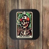 Tarot Card The Stoner Weed Lover Skeleton Cannabis 420 Coaster thumb 0