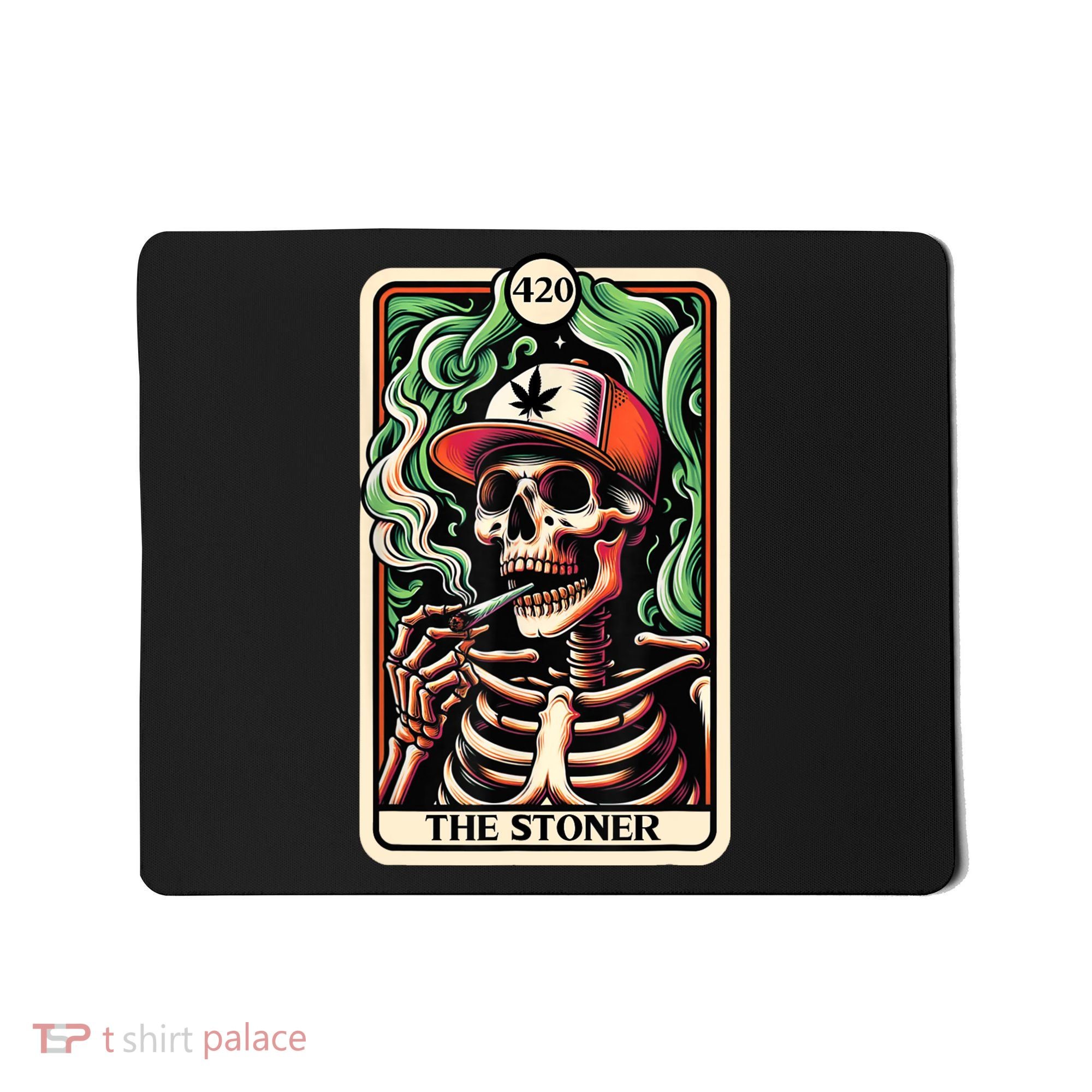 Tarot Card The Stoner Weed Lover Skeleton Cannabis 420 Mousepad