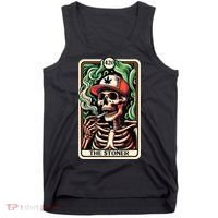 Tarot Card The Stoner Weed Lover Skeleton Cannabis 420 Tank Top thumb 0