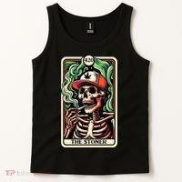 Tarot Card The Stoner Weed Lover Skeleton Cannabis 420 Tank Top thumb 2