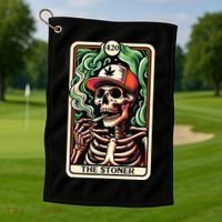 Tarot Card The Stoner Weed Lover Skeleton Cannabis 420 Golf Towel thumb 1