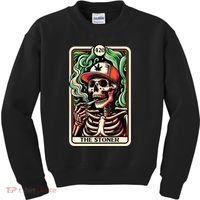 Tarot Card The Stoner Weed Lover Skeleton Cannabis 420 Kids Sweatshirt thumb 0