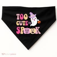 Too Cute To Spook Halloween Groovy Ghost USA-Made Doggie Bandana thumb 0