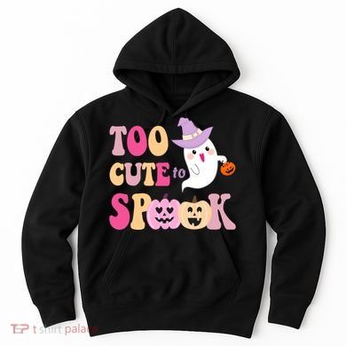 Too Cute To Spook Halloween Groovy Ghost Hoodie