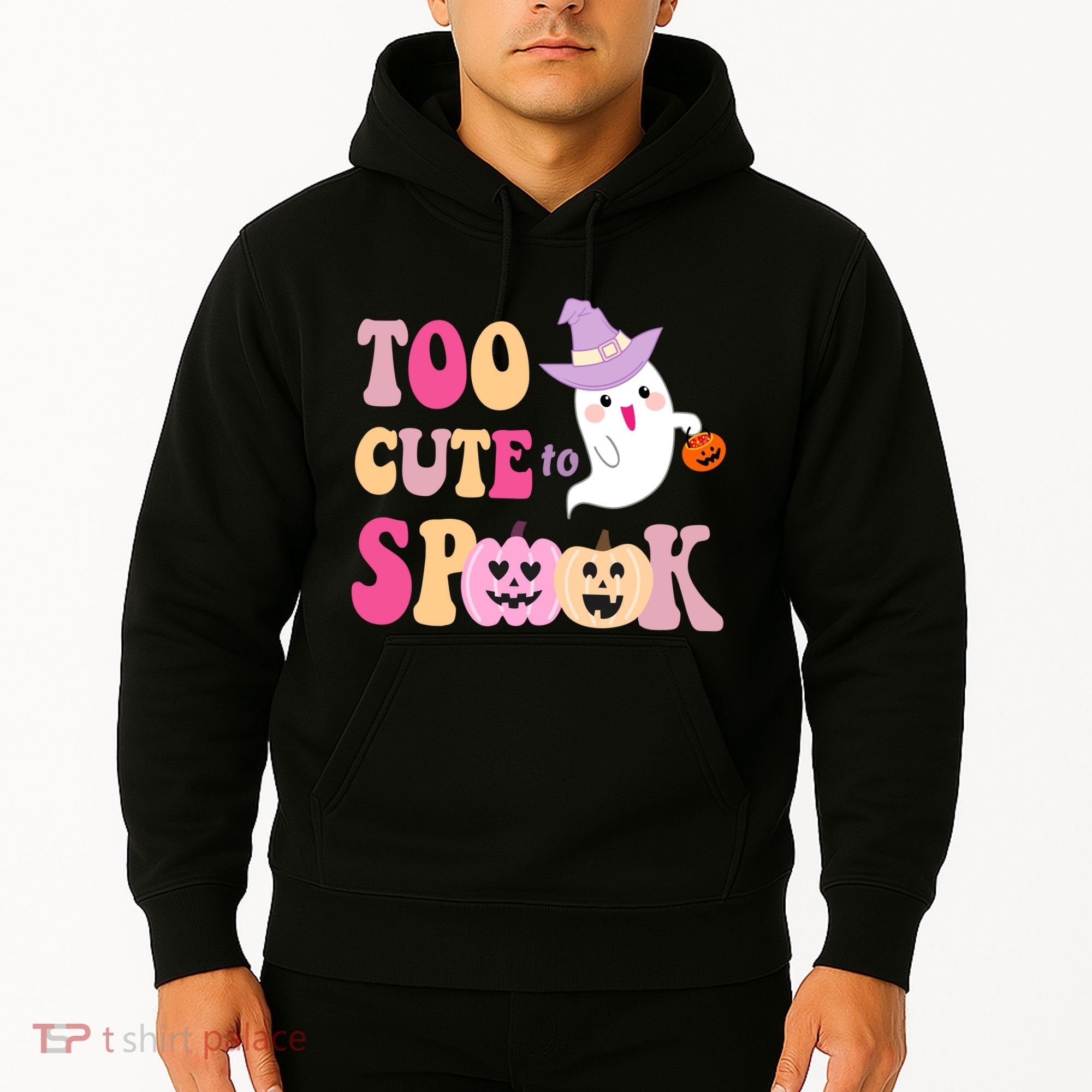 Too Cute To Spook Halloween Groovy Ghost Hoodie