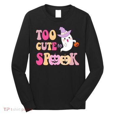 Too Cute To Spook Halloween Groovy Ghost Long Sleeve Shirt
