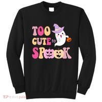Too Cute To Spook Halloween Groovy Ghost Sweatshirt thumb 0