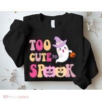 Too Cute To Spook Halloween Groovy Ghost Sweatshirt thumb 2