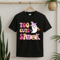 Too Cute To Spook Halloween Groovy Ghost T-Shirt thumb 2