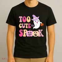 Too Cute To Spook Halloween Groovy Ghost T-Shirt thumb 3