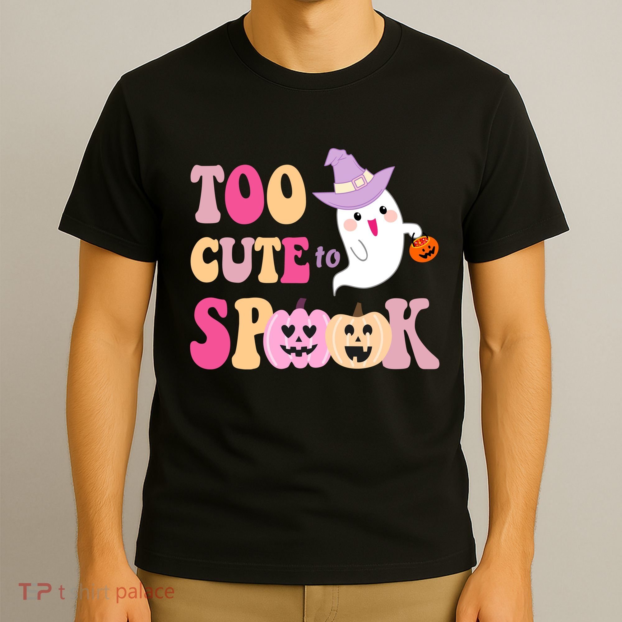 Too Cute To Spook Halloween Groovy Ghost T-Shirt