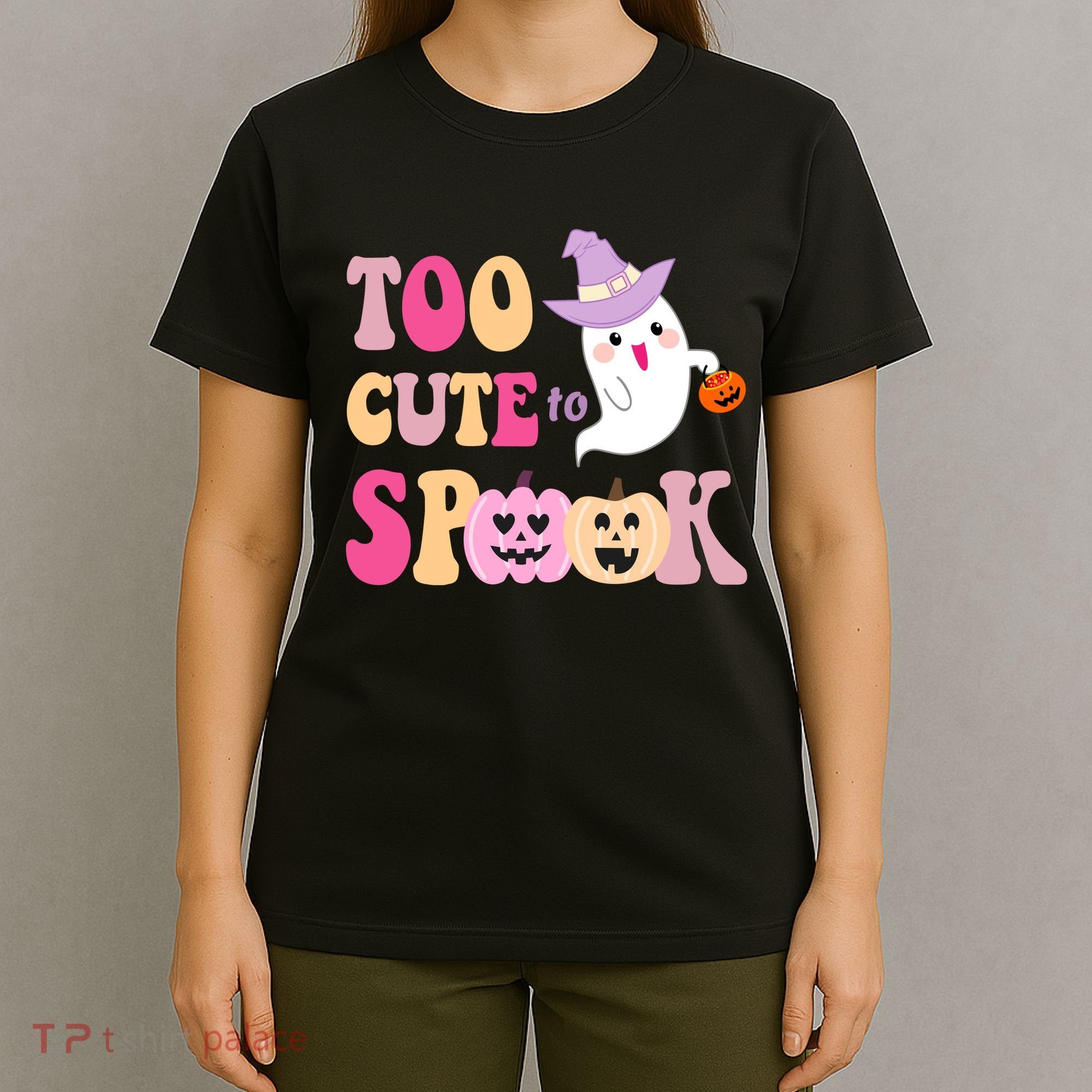Too Cute To Spook Halloween Groovy Ghost T-Shirt