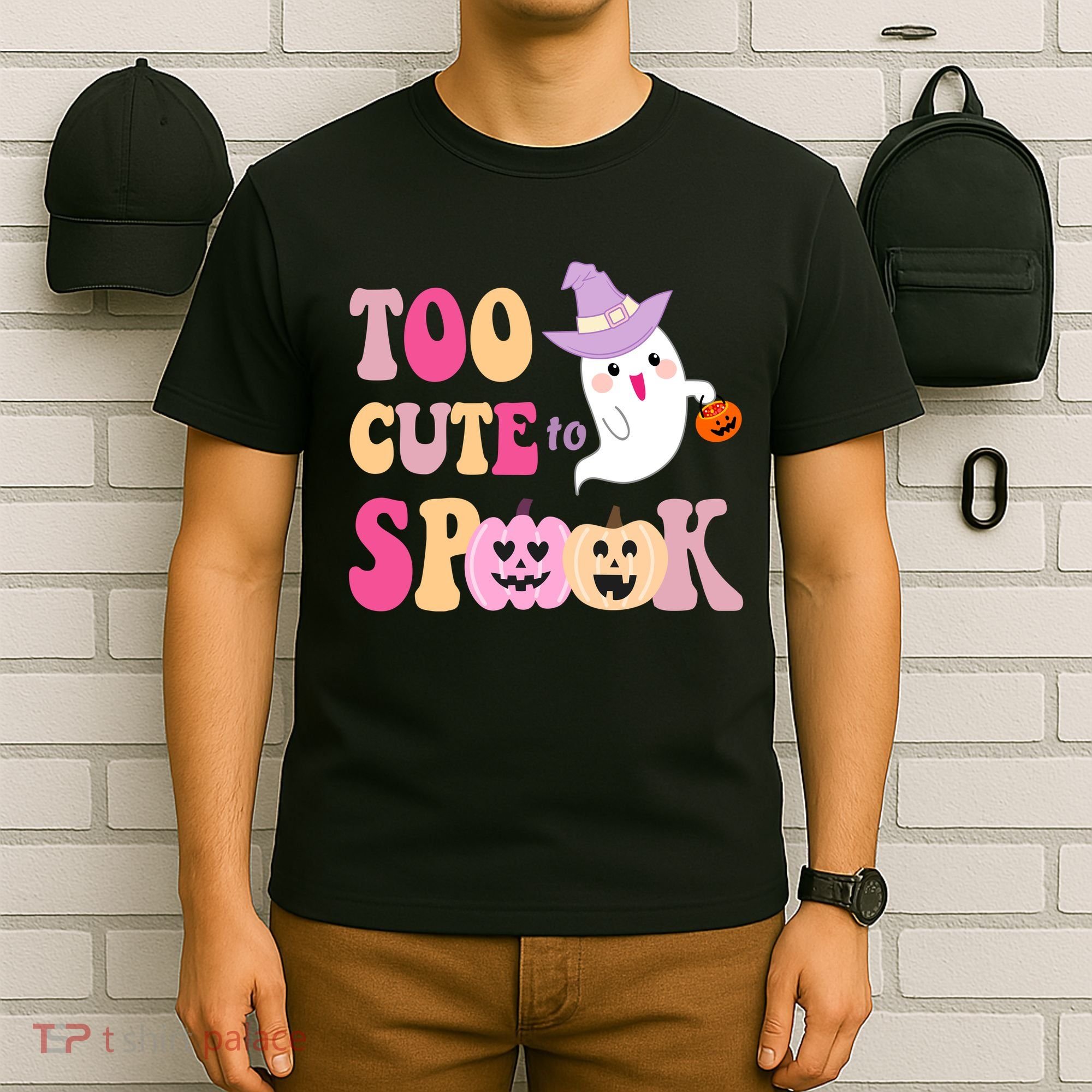 Too Cute To Spook Halloween Groovy Ghost T-Shirt
