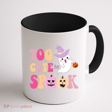 Too Cute To Spook Halloween Groovy Ghost Coffee Mug back