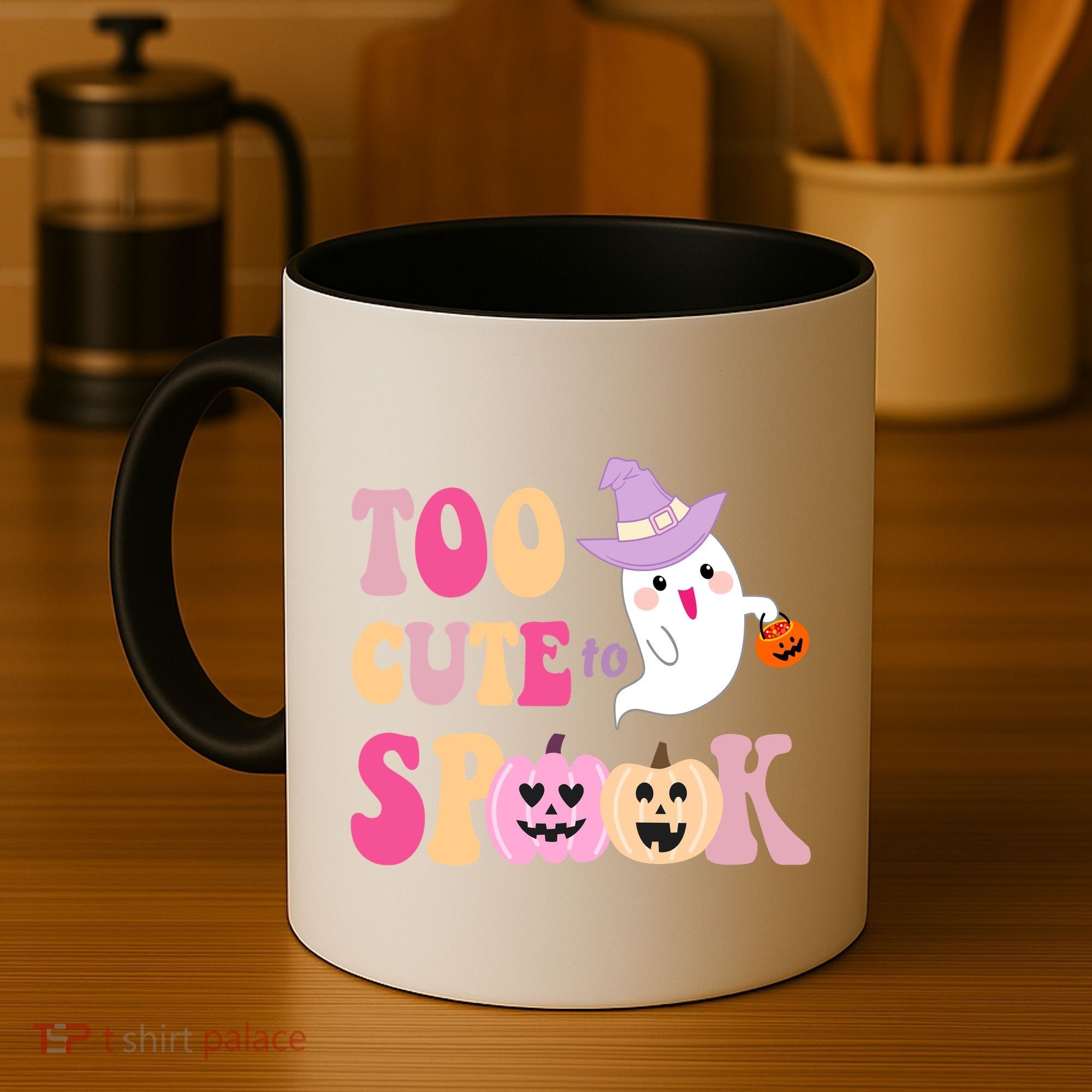 Too Cute To Spook Halloween Groovy Ghost Coffee Mug