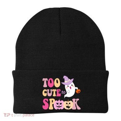 Too Cute To Spook Halloween Groovy Ghost Beanie