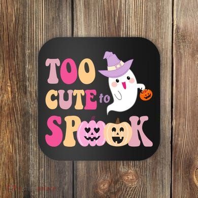 Too Cute To Spook Halloween Groovy Ghost Coaster