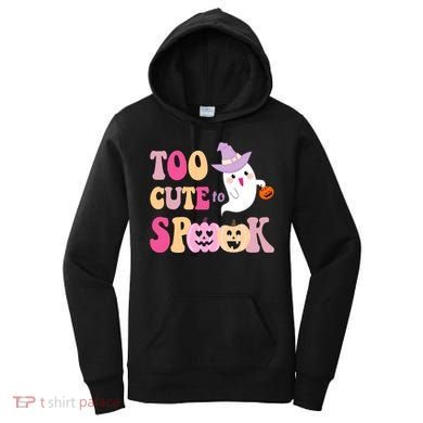 Too Cute To Spook Halloween Groovy Ghost Women's Hoodie