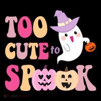 Too Cute To Spook Halloween Groovy Ghost Women's Hoodie thumb 2