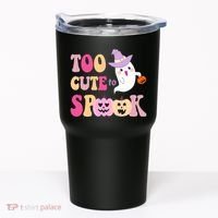 Too Cute To Spook Halloween Groovy Ghost Tumbler thumb 0