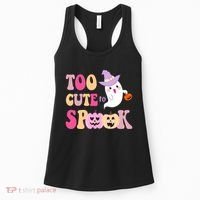 Too Cute To Spook Halloween Groovy Ghost Women's Tank Top thumb 0