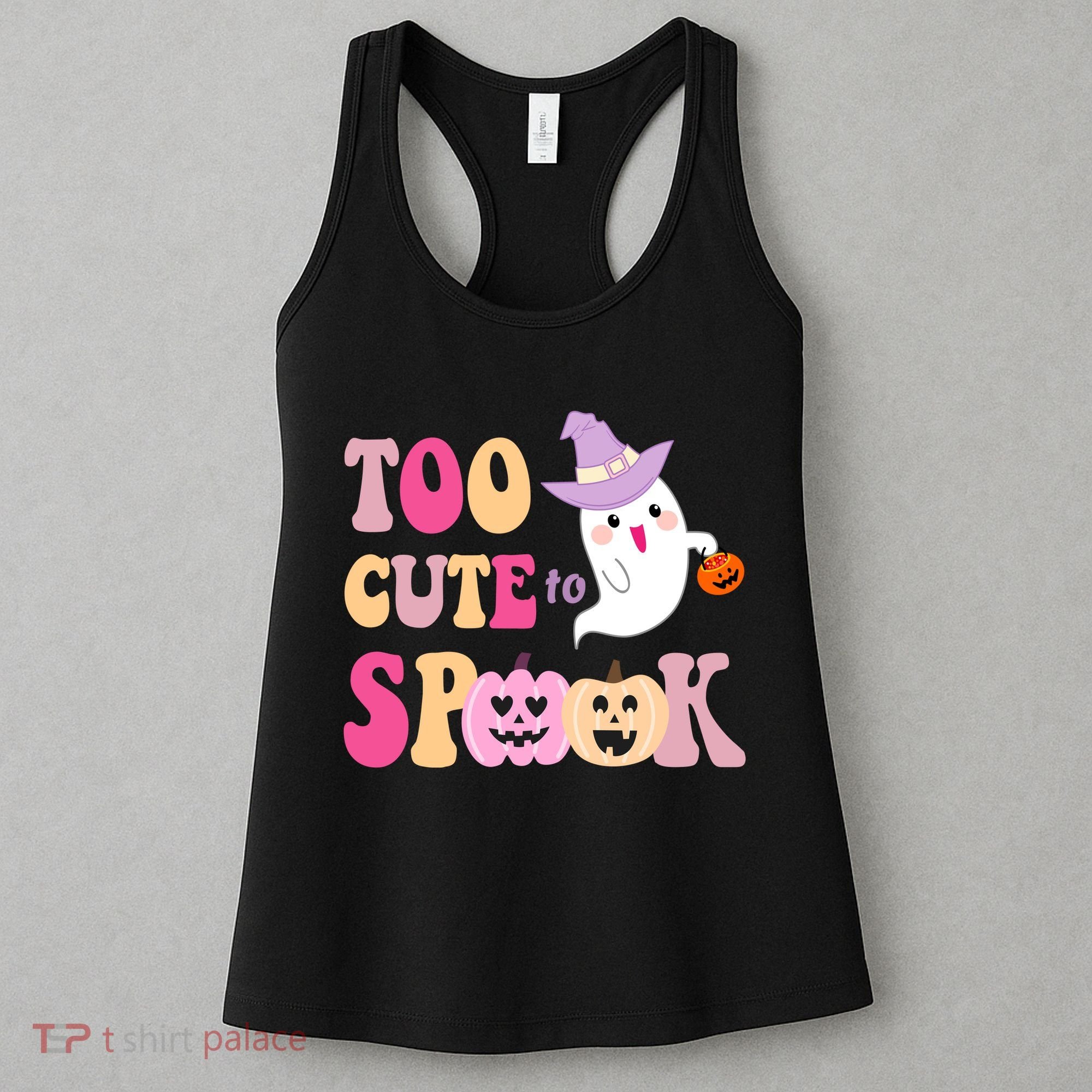 Too Cute To Spook Halloween Groovy Ghost Women's Tank Top