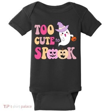 Too Cute To Spook Halloween Groovy Ghost Baby Bodysuit