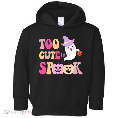 Too Cute To Spook Halloween Groovy Ghost Toddler Hoodie