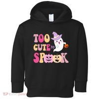 Too Cute To Spook Halloween Groovy Ghost Toddler Hoodie thumb 0