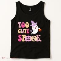 Too Cute To Spook Halloween Groovy Ghost Tank Top thumb 2