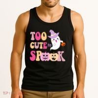 Too Cute To Spook Halloween Groovy Ghost Tank Top thumb 3