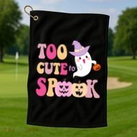 Too Cute To Spook Halloween Groovy Ghost Golf Towel thumb 1