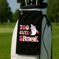 Too Cute To Spook Halloween Groovy Ghost Golf Towel thumb 2