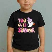 Too Cute To Spook Halloween Groovy Ghost Toddler T-Shirt thumb 2