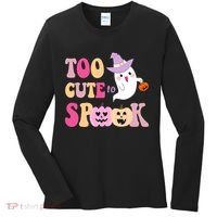 Too Cute To Spook Halloween Groovy Ghost Women's Long Sleeve Shirt thumb 0