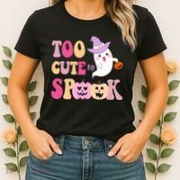 Too Cute To Spook Halloween Groovy Ghost Women's T-Shirt thumb 2