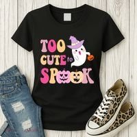 Too Cute To Spook Halloween Groovy Ghost Women's T-Shirt thumb 3
