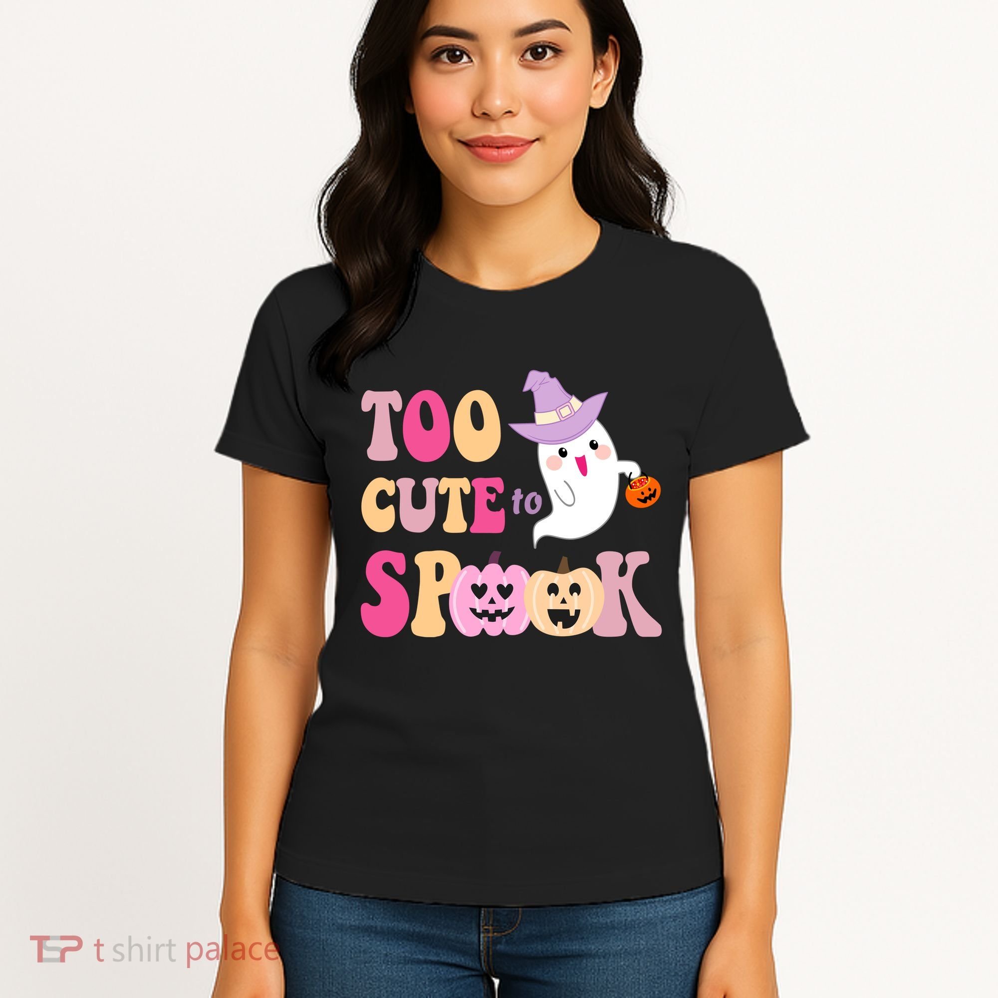 Too Cute To Spook Halloween Groovy Ghost Women's T-Shirt